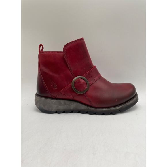 FLY London SIAS812 Women's NEW Soft-Toe Boot Red EU Size 39 NIB - Picture 4 of 11